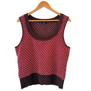 Talbots Textured Knit Angora Blend Sweater Vest Size L Preppy Brown Academia